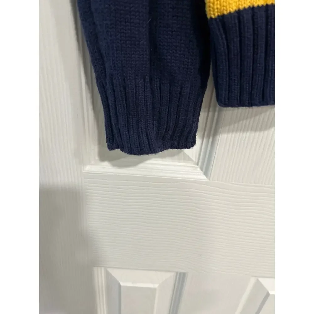 Vintage 90s Tommy Hilfiger Striped Knit Sweater Mens Large Navy Yellow